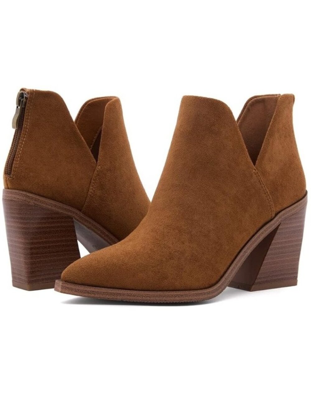SHOE LAND Women's Mingo Ankle Booties Chunky Stack Heels - Sz 8 - NEW NIB